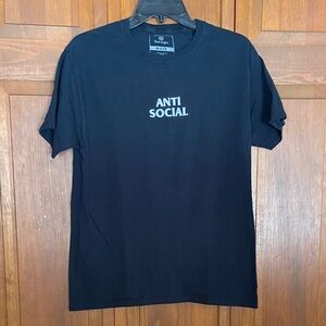 🛑 Anti Social Embroidered Basic Black Tee